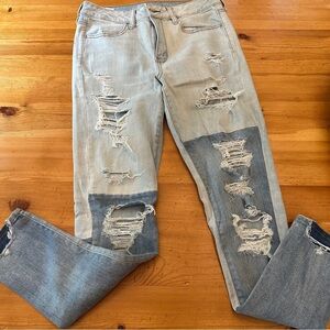 American Eagle Outfitters Super Stretch Hi-Rise Leggings Ripped Patchwork 8